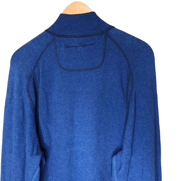 Tommy Bahama Reversible 1/4 Zip Sweater Pullover Long Sleeve Blue Navy Men’s LRG - Picture 12 of 13